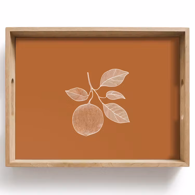 Vassoio - Arancione - Disegnato - Foglie - Marrone — 1