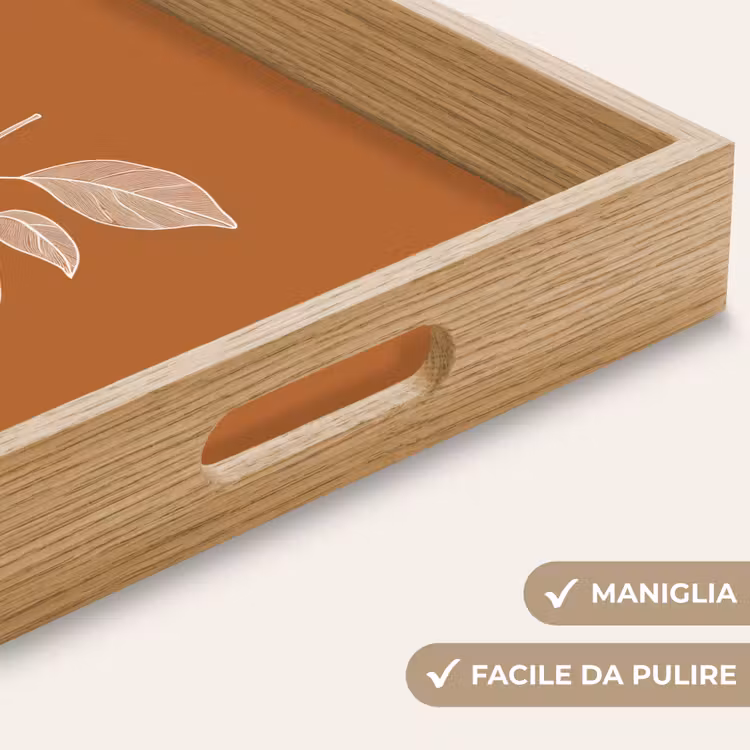 Vassoio - Arancione - Disegnato - Foglie - Marrone — 8