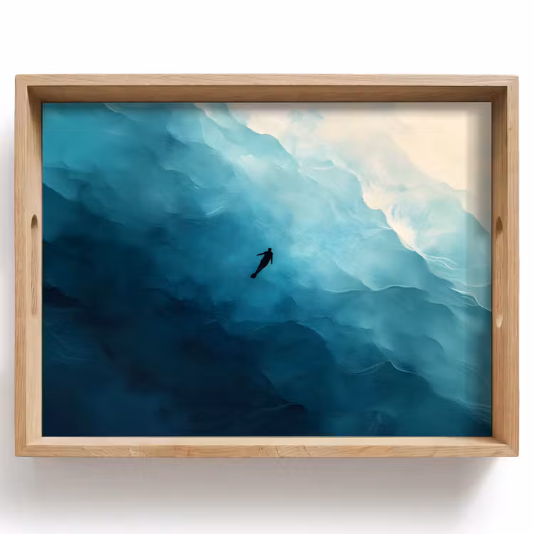 Vassoio - Mare - Silhouette - Astratto - Blu — 1