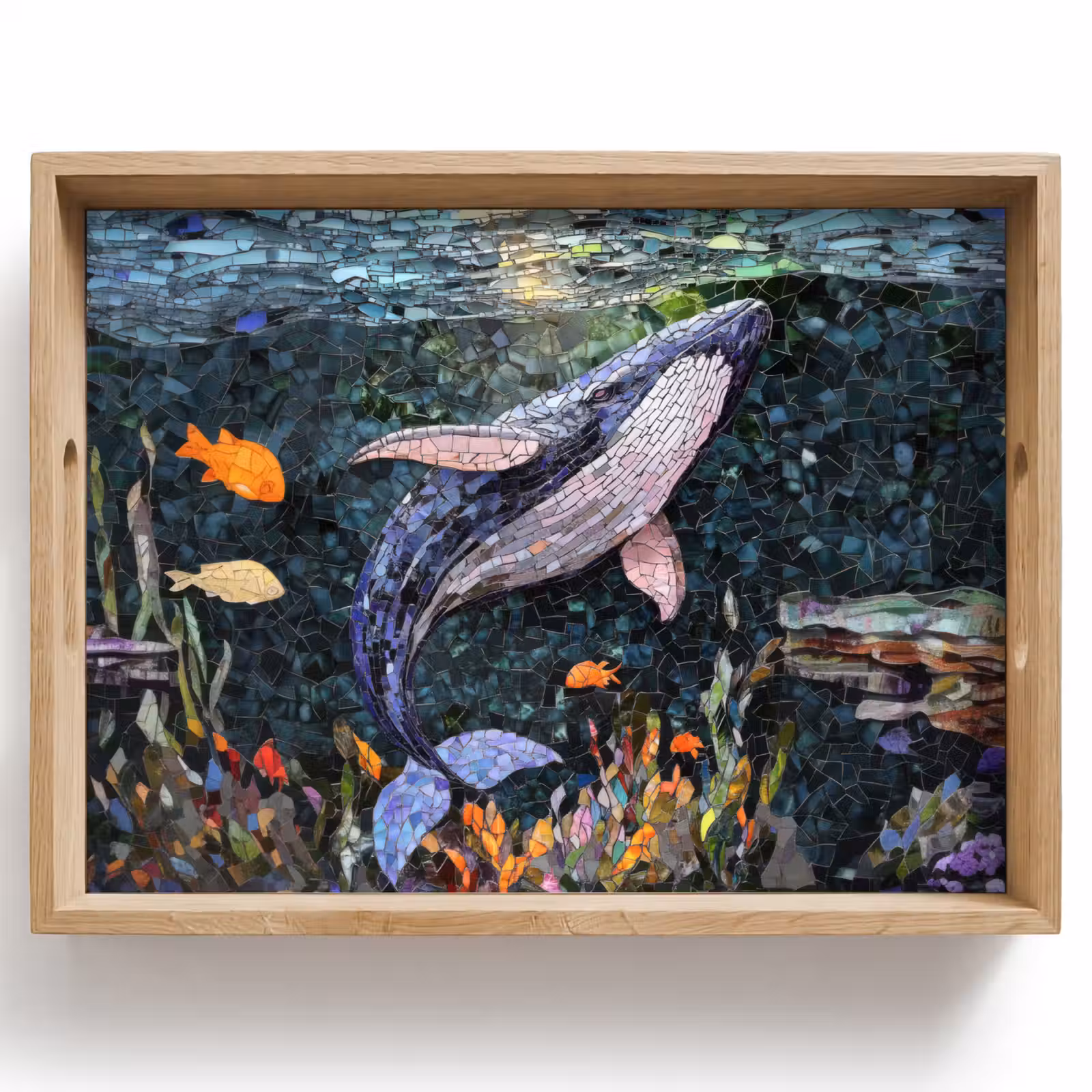 Vassoio - Mosaico - Balena - Corallo - Acqua — 1