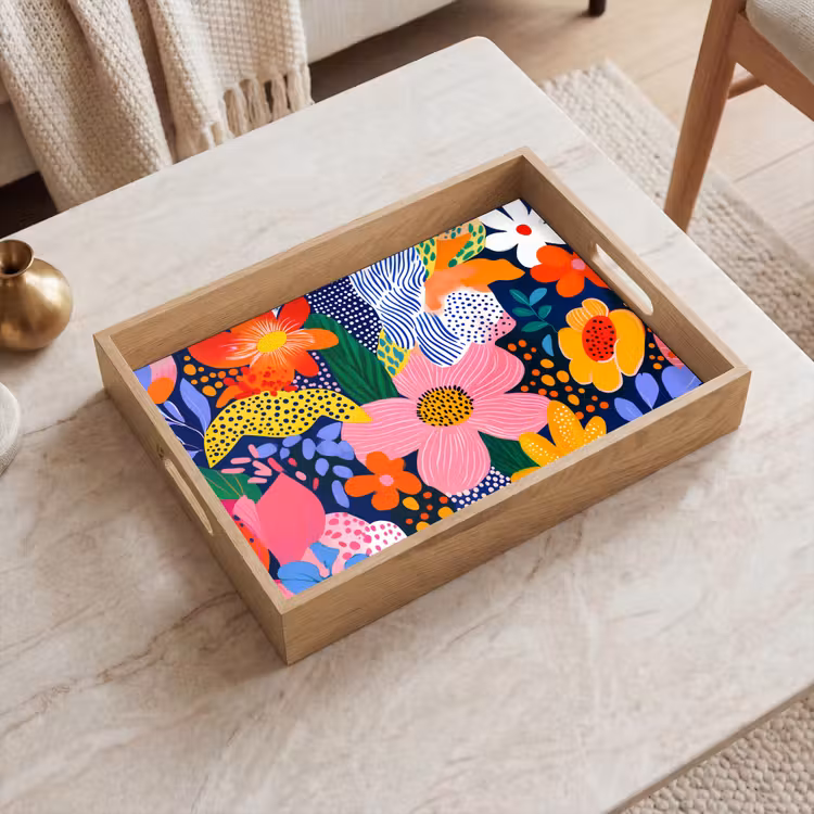 Vassoio - Colorato - Fiori - Astratto - Puntini — 2