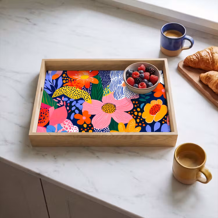 Vassoio - Colorato - Fiori - Astratto - Puntini — 3