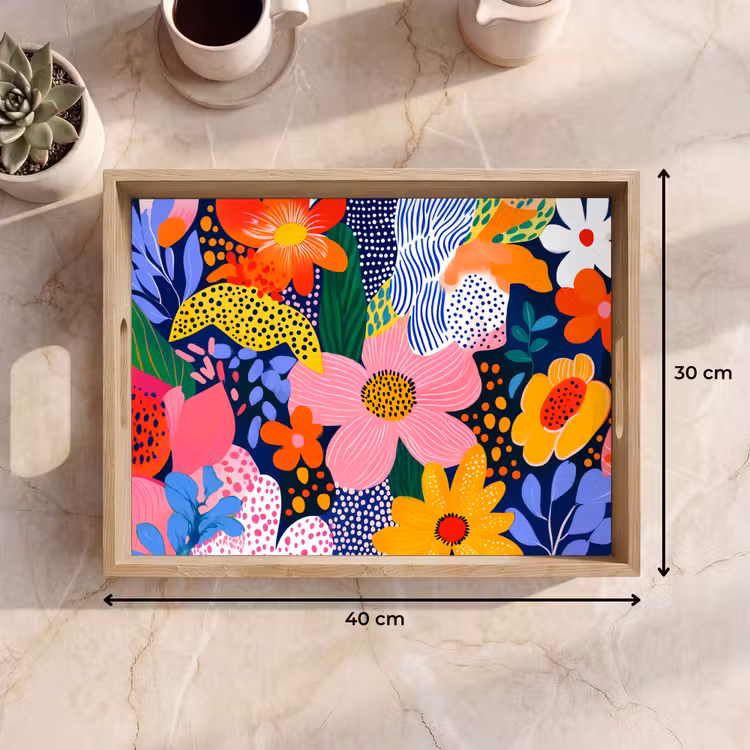 Vassoio - Colorato - Fiori - Astratto - Puntini — 7