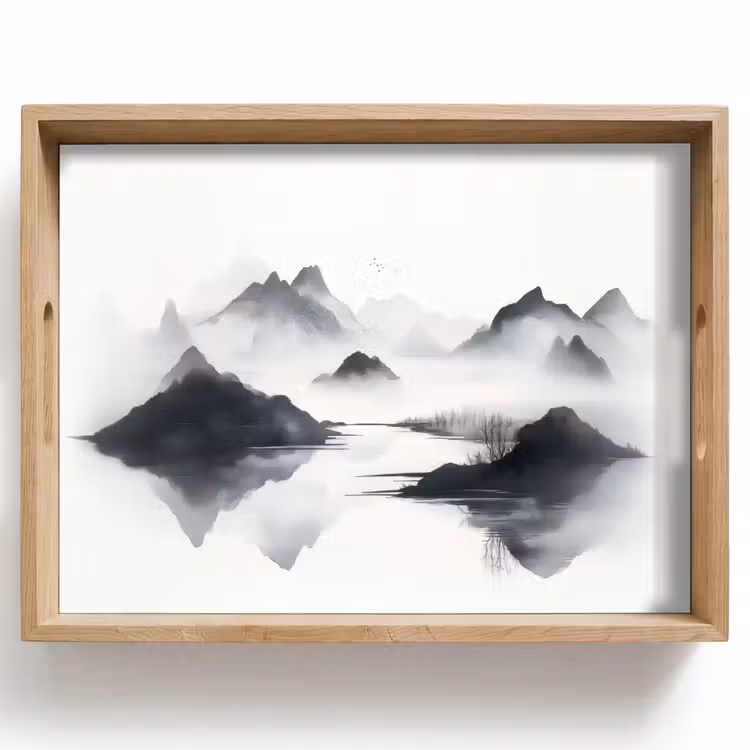 Vassoio - Montagne - Nebbia - Acqua - Bianco — 1
