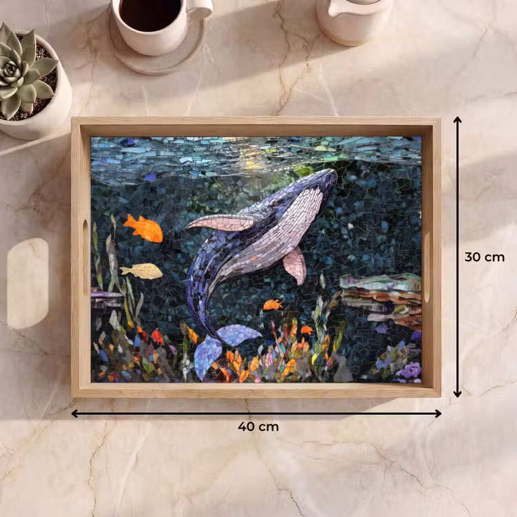 Vassoio - Mosaico - Balena - Corallo - Acqua — 7