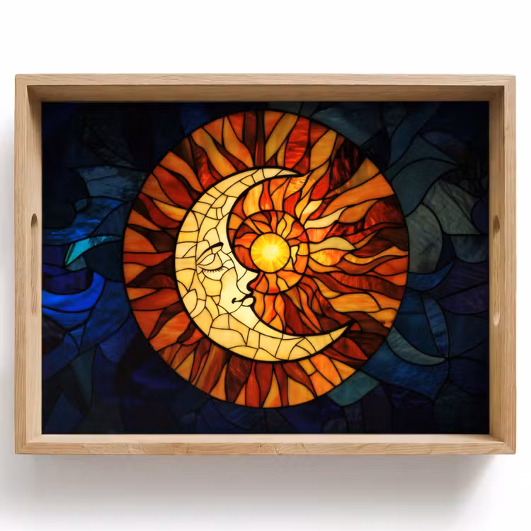 Vassoio - Mosaico - Vetro - Luna - Blu scuro — 1