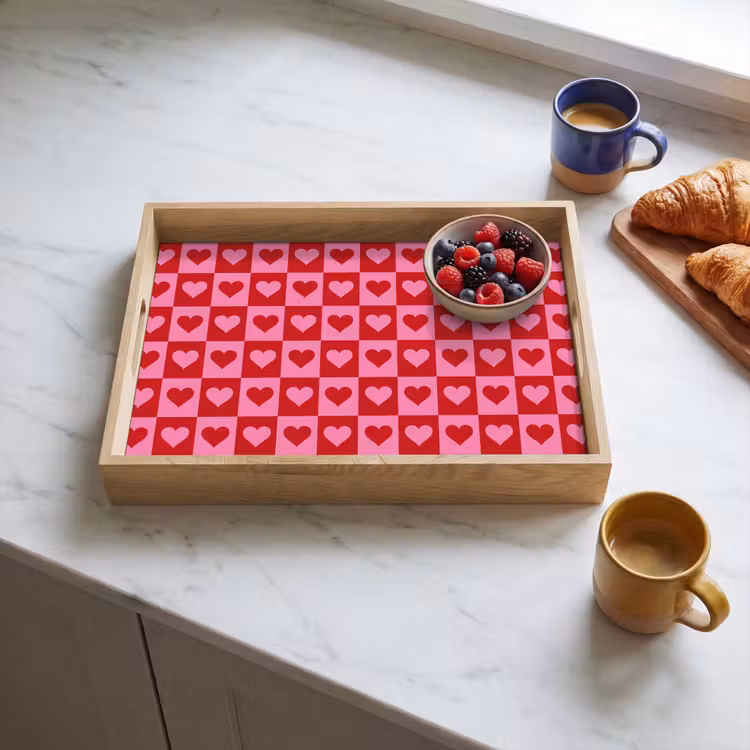 Vassoio - Rosso - Rosa - Scacchiera - San Valentino — 3