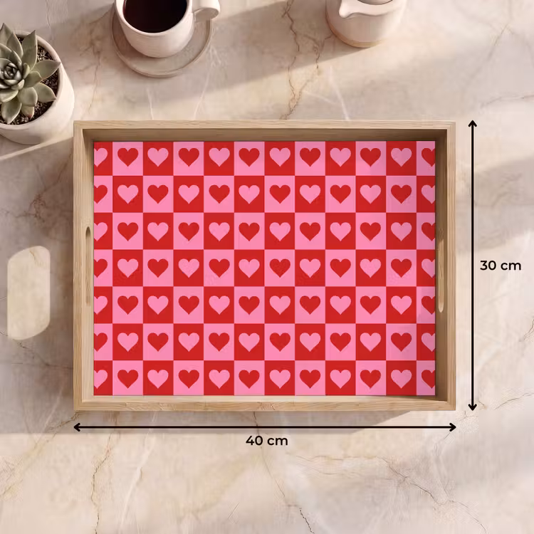 Vassoio - Rosso - Rosa - Scacchiera - San Valentino — 7