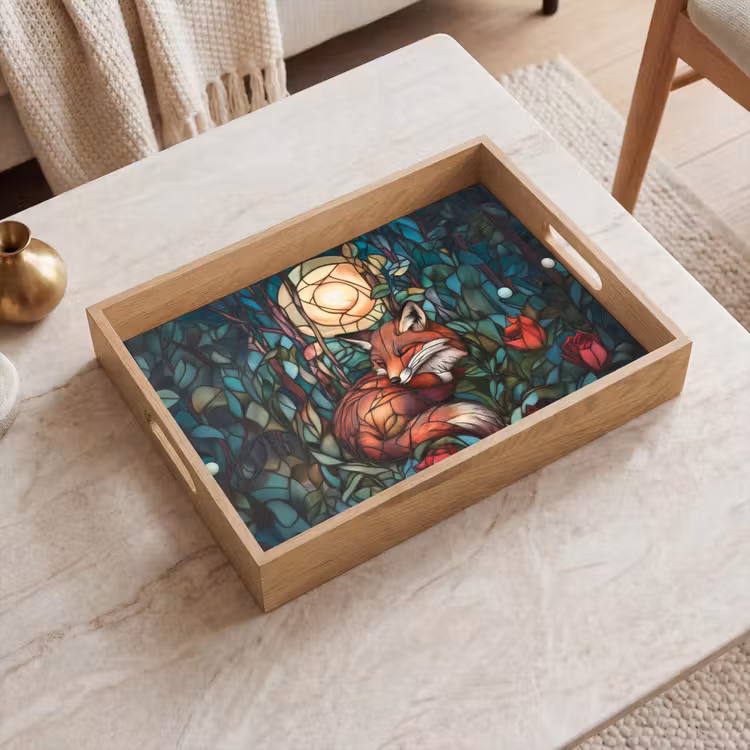 Vassoio - Volpe - Mosaico - Foresta - Luna — 2