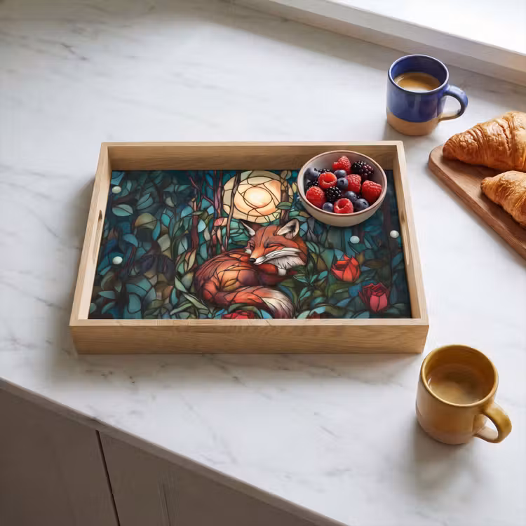Vassoio - Volpe - Mosaico - Foresta - Luna — 3