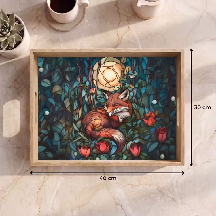 Vassoio - Volpe - Mosaico - Foresta - Luna — 7