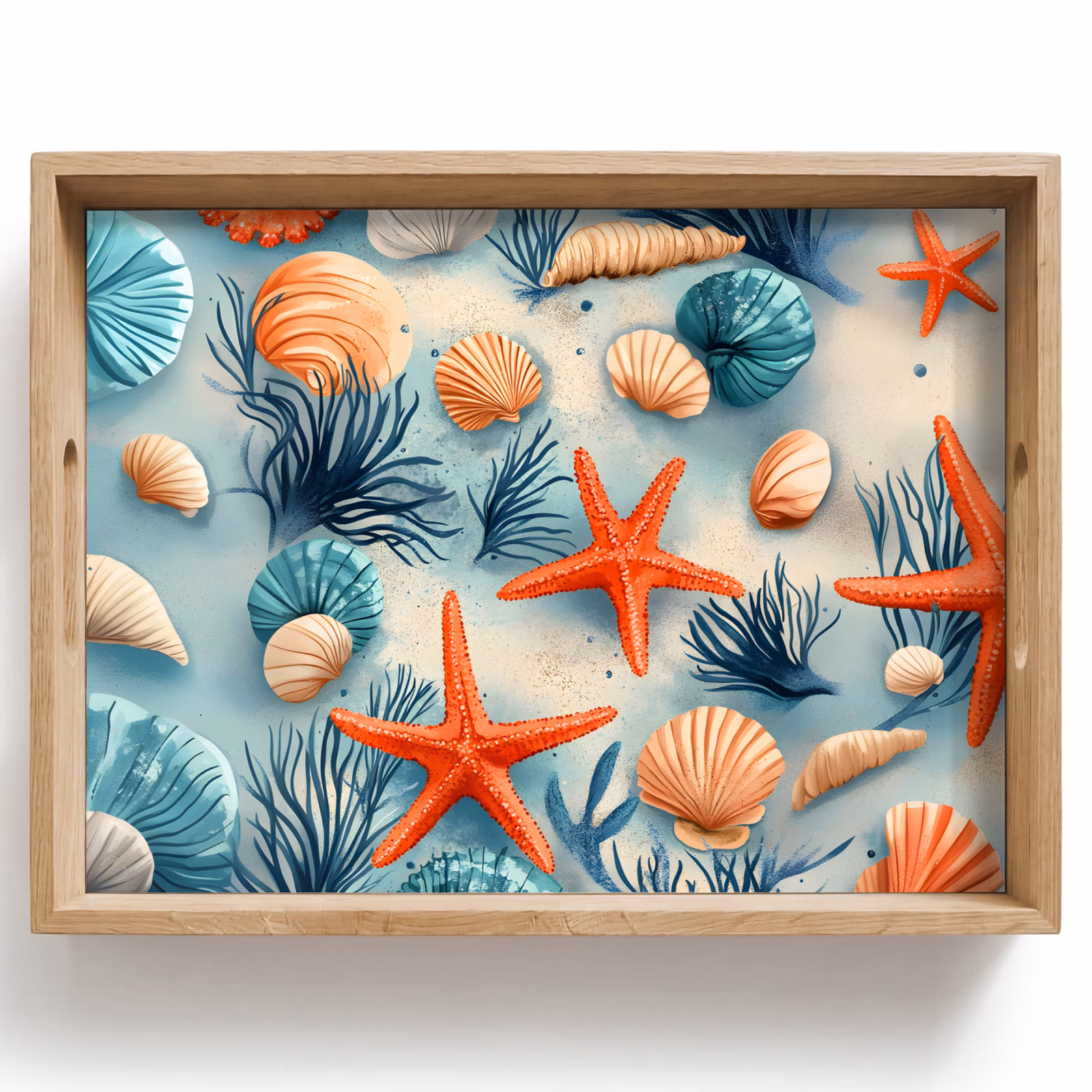 Vassoio - Stella marina - Conchiglie - Illustrazione - Sabbia — 1