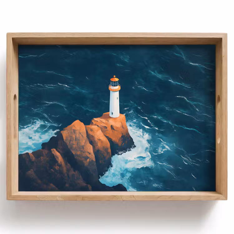 Vassoio - Faro - Scoglio - Mare - Onde — 1