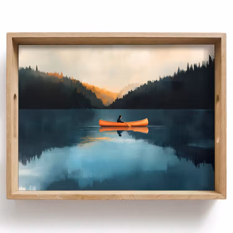 Vassoio - Foreste - Lago - Canoa - Arancione — 1