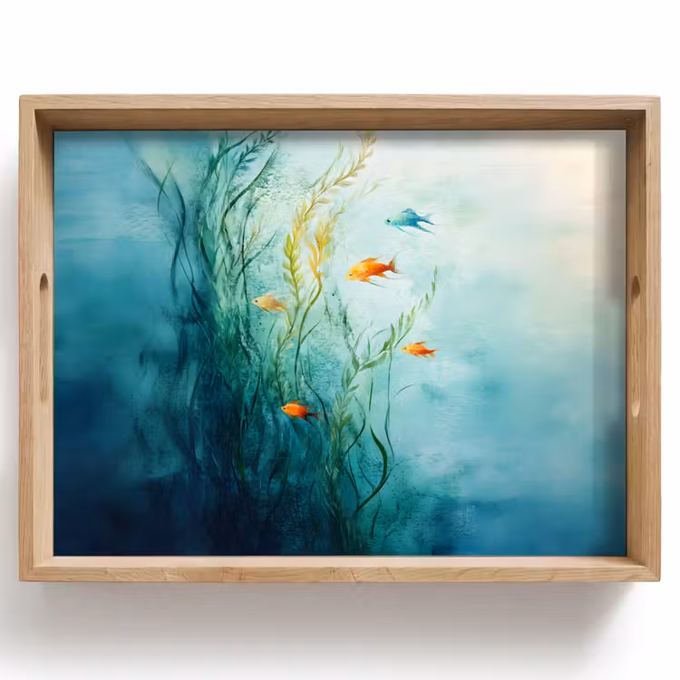 Vassoio - Piante acquatiche - Pesci - Colorati - Acqua — 1
