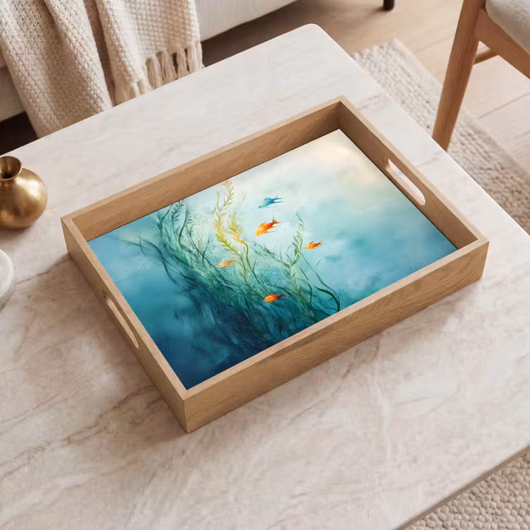 Vassoio - Piante acquatiche - Pesci - Colorati - Acqua — 2