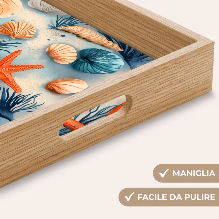 Vassoio - Stella marina - Conchiglie - Illustrazione - Sabbia — 8