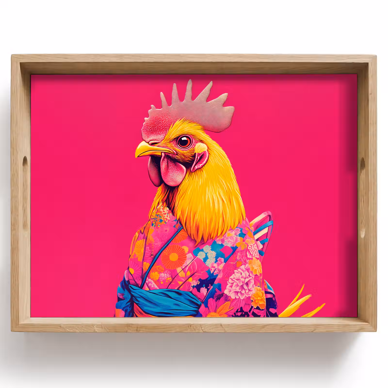 Vassoio - Gallo - Colorato - Kimono - Rosa — 1
