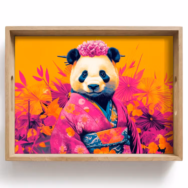 Vassoio - Kimono - Rosa - Panda - Corona di fiori — 1