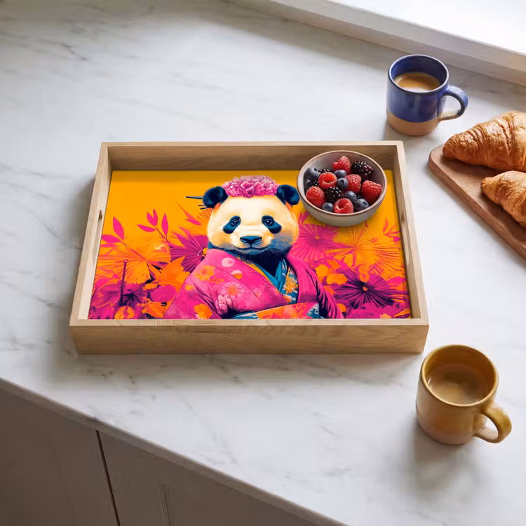 Vassoio - Kimono - Rosa - Panda - Corona di fiori — 3