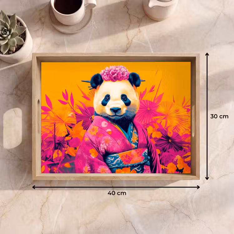 Vassoio - Kimono - Rosa - Panda - Corona di fiori — 7