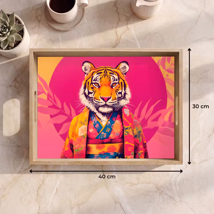 Vassoio - Tigre - Kimono - Piante - Rosa — 7