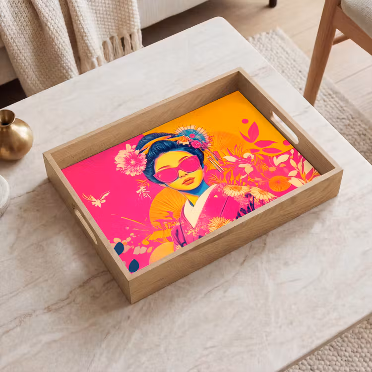 Vassoio - Donna - Occhiali da sole - Astratto - Arancione — 2