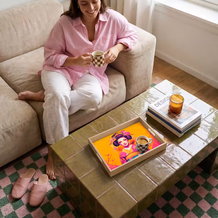 Vassoio - Fiori - Donna - Kimono - Rosa — 4