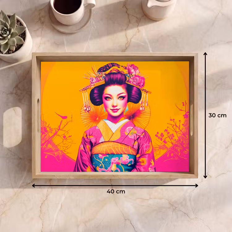 Vassoio - Fiori - Donna - Kimono - Rosa — 7