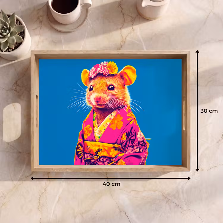 Vassoio - Mouse - Kimono - Fiori - Blu — 7