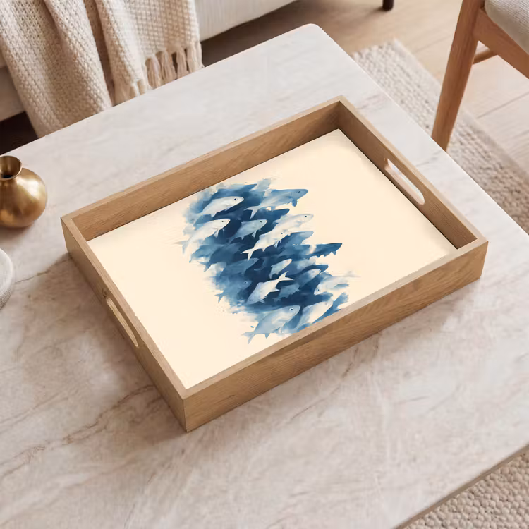 Vassoio - Pesci - Minimalista - Blu — 2