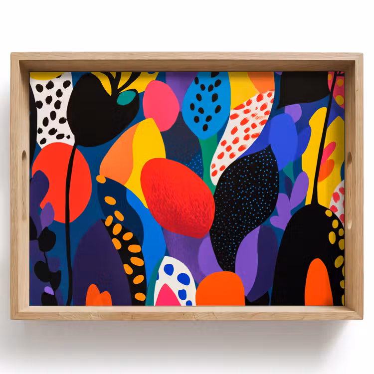 Vassoio - Fiori - Foglie - Astratto - Rosso — 1