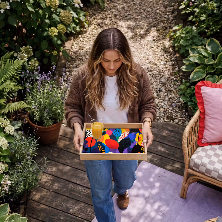 Vassoio - Fiori - Foglie - Astratto - Rosso — 6