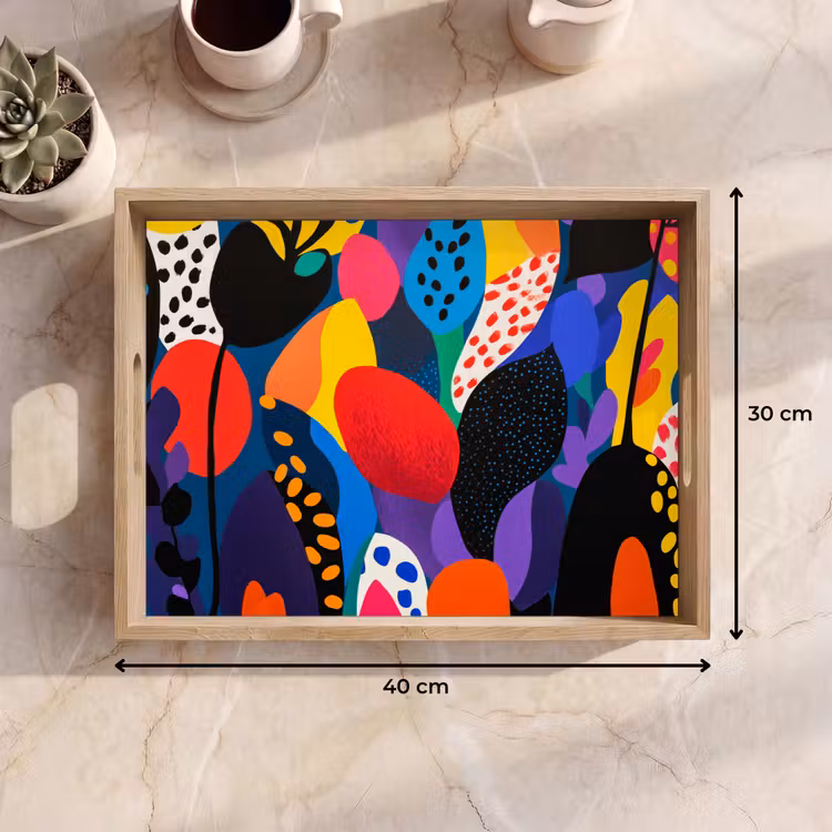 Vassoio - Fiori - Foglie - Astratto - Rosso — 7