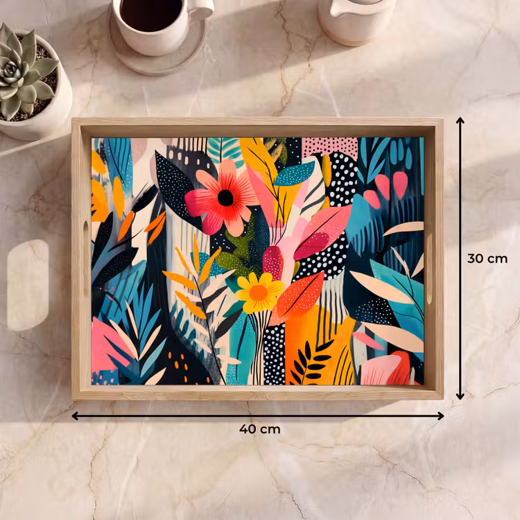 Vassoio - Pittura - Astratto - Fiori - Rosa — 7