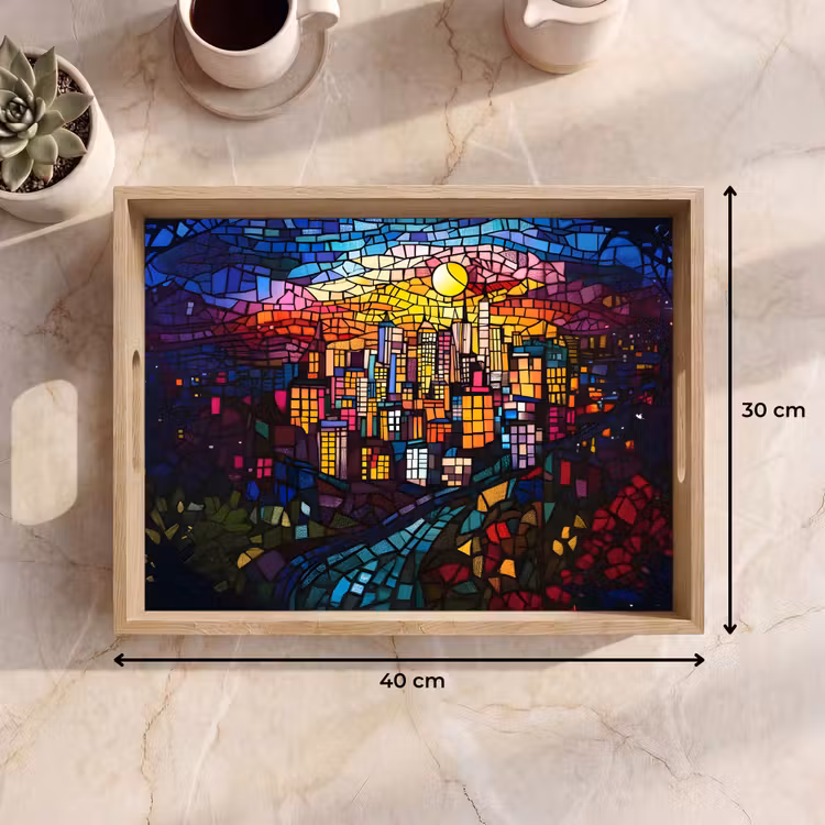 Vassoio - Città - Luna - Mosaico - Colorato — 7
