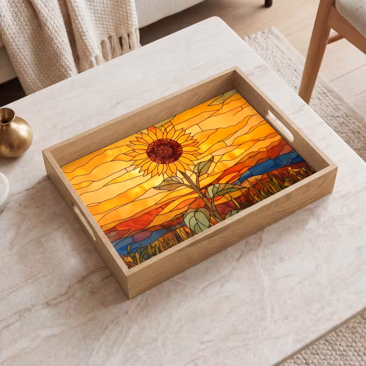 Vassoio - Girasole - Mosaico - Tramonto - Giallo — 2