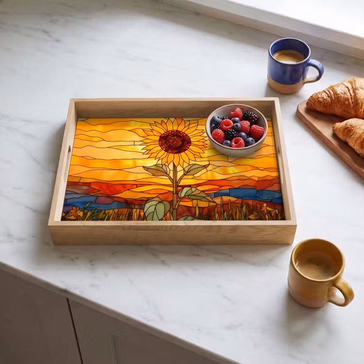 Vassoio - Girasole - Mosaico - Tramonto - Giallo — 3