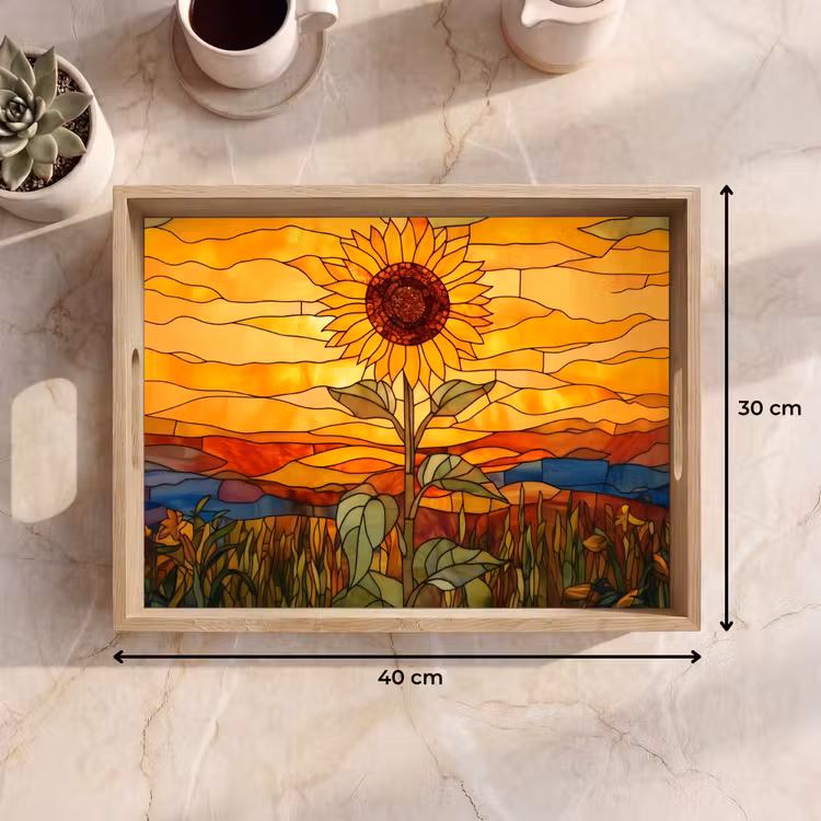 Vassoio - Girasole - Mosaico - Tramonto - Giallo — 7