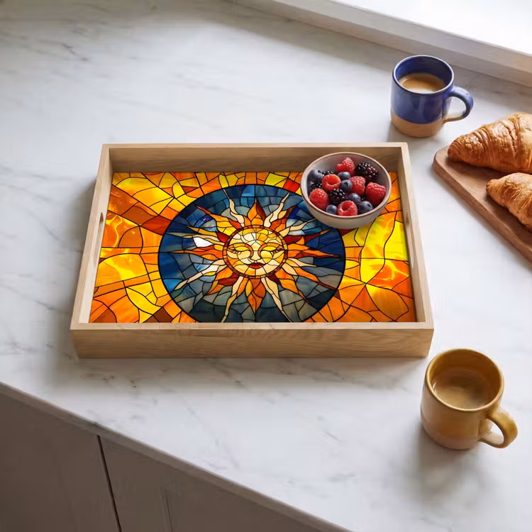 Vassoio - Mosaico - Sole - Giallo - Cerchio — 3