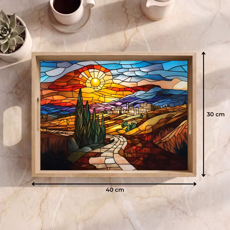 Vassoio - Mosaico - Sole - Paesaggio - Villaggio — 7