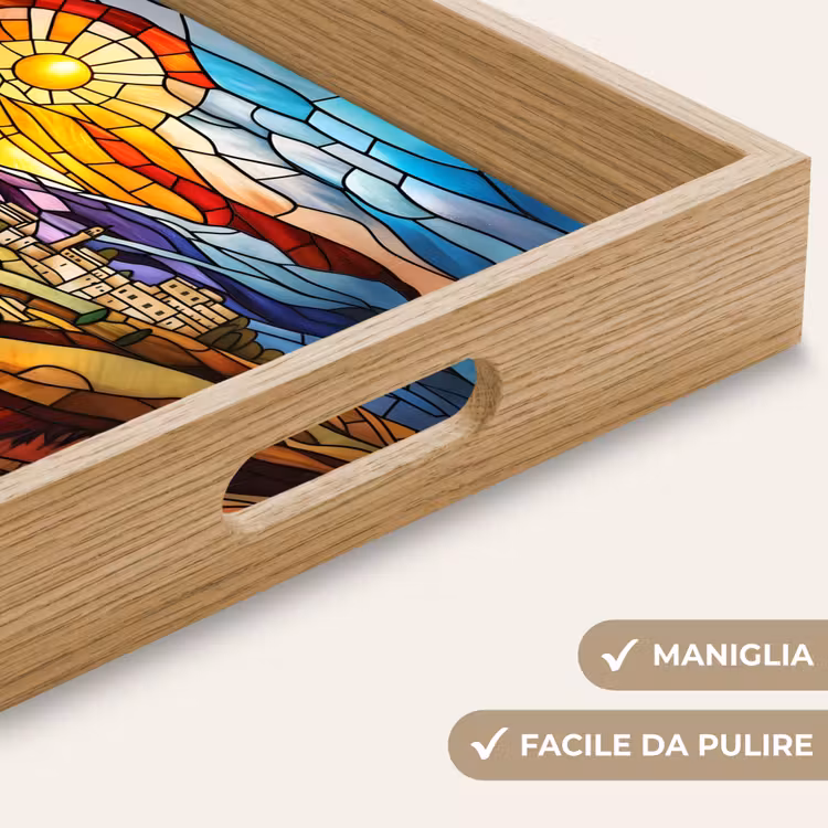 Vassoio - Mosaico - Sole - Paesaggio - Villaggio — 8