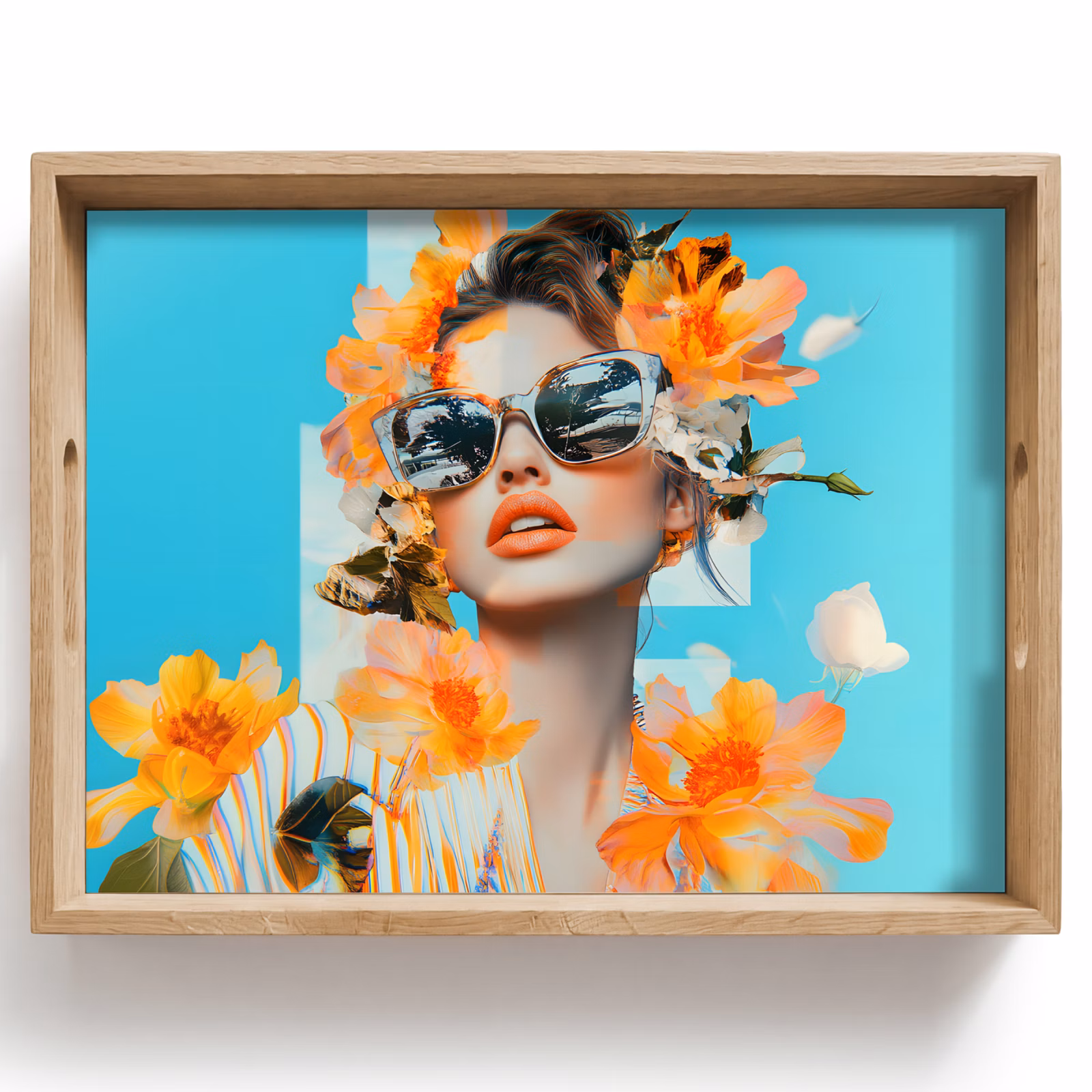 Vassoio - Fiori - Donna - Occhiali da sole - Blu — 1