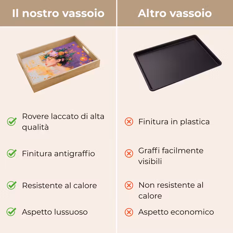 Vassoio - Astratto - Donna - Corona di fiori - Oro — 9