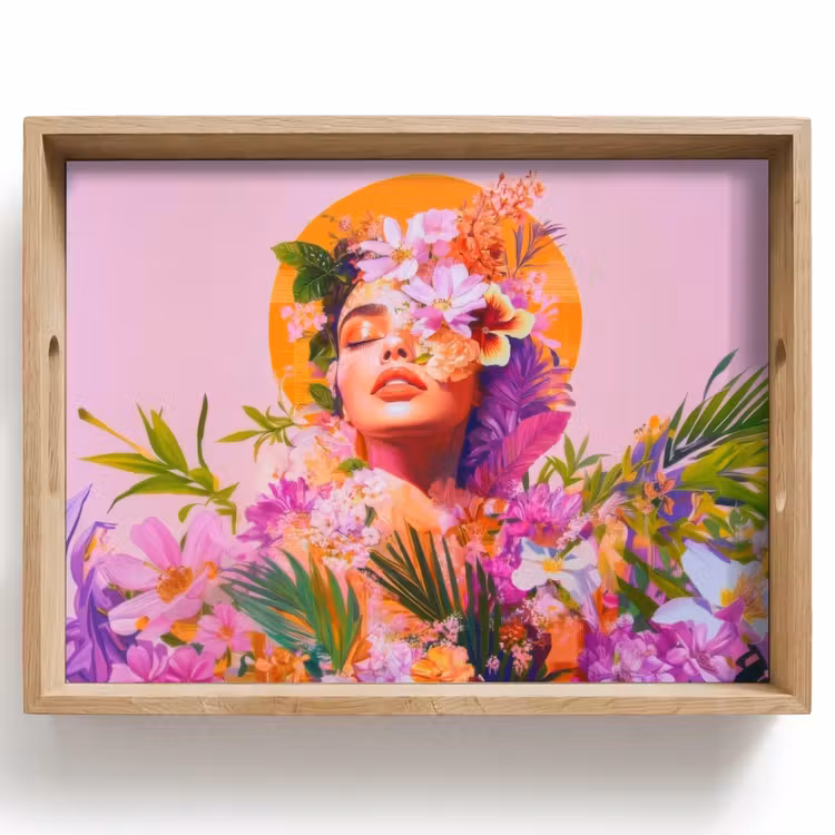 Vassoio - Donna - Astratto - Cerchio - Fiori — 1