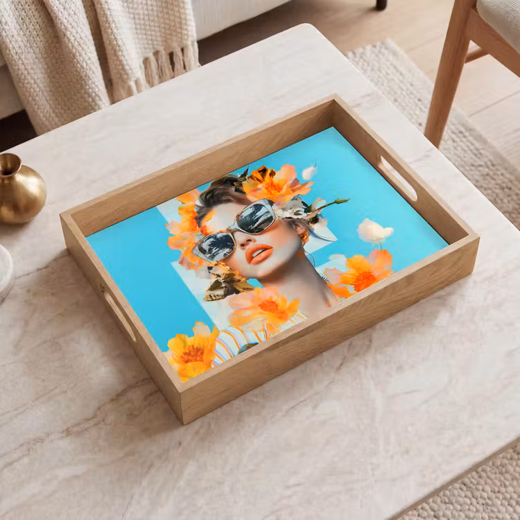 Vassoio - Fiori - Donna - Occhiali da sole - Blu — 2