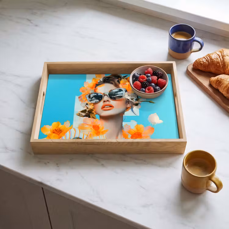 Vassoio - Fiori - Donna - Occhiali da sole - Blu — 3