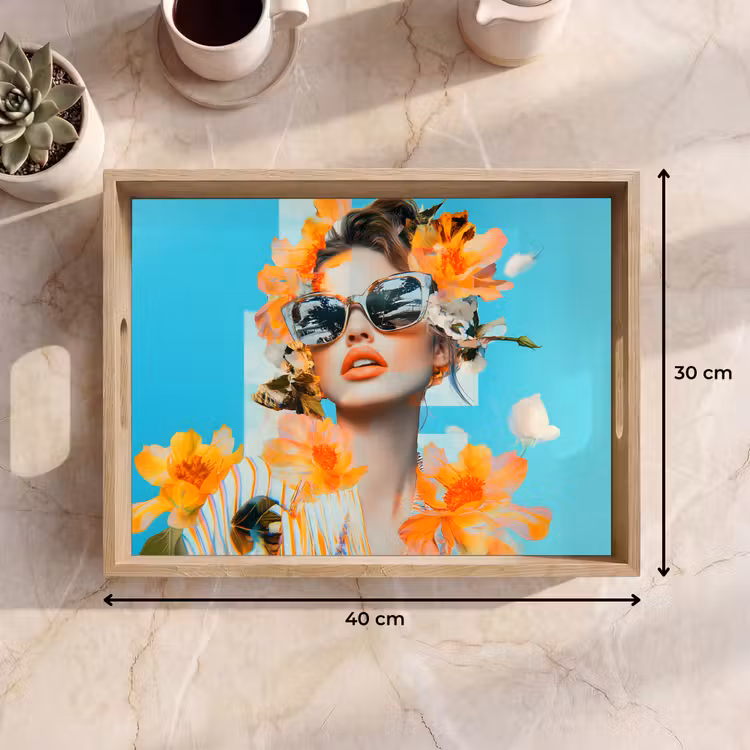 Vassoio - Fiori - Donna - Occhiali da sole - Blu — 7