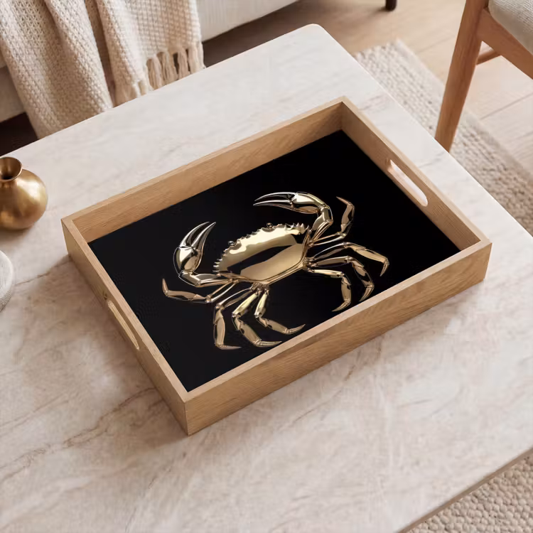 Vassoio - Oro - Granchio - Animali - Nero — 2