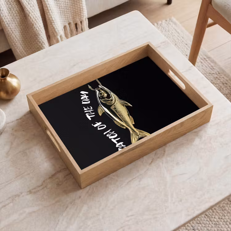 Vassoio - Pesce - Nero - Oro - Testo — 2